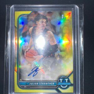 2022 Topps Bowman University JULIAN STRAWTHER GOLD Auto #BCPA-JST /75